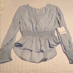NWT Bella Dahl smocked peplum blouse